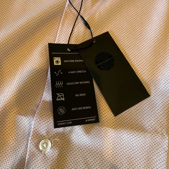 NWT WRK NY Slim Fit Performance Dress Shirt Zig Zag Lilac - Size 15 - Picture 7 of 8